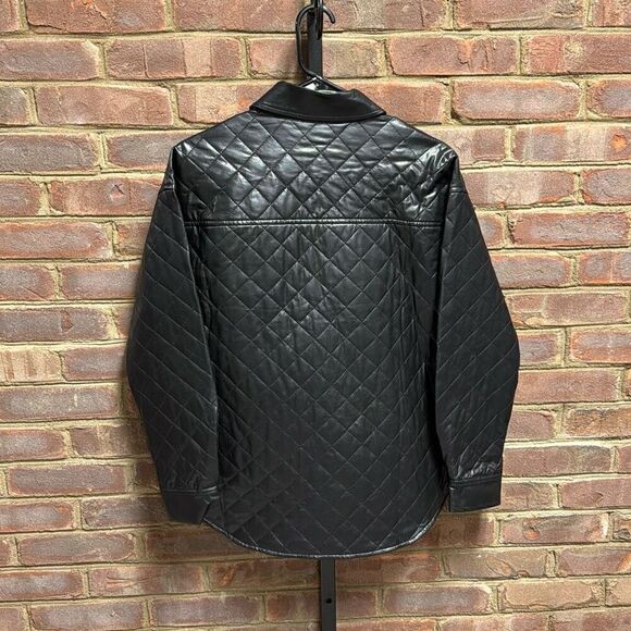 ODDY Women’s Black Quilted Faux Leather Jacket Size Small NEW - Picture 6 of 8